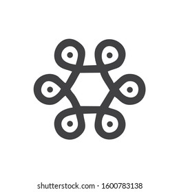 Hand drawn logo. Circular hexagonal desingn