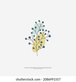 Hand drawn logo collection. Logo design with doodle flowers. Hand drawn flower and branches doodle