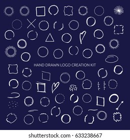 Hand drawn logo creation kit with frames.