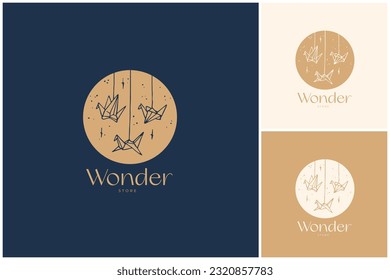 Diseño con logotipo de mano dibujado, logotipo de Bauty, logotipo de floral, mínimo, ilustración dibujada a mano, elementos con logotipo, pájaro de papel, origami
