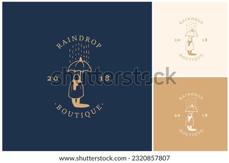 Hand Drawn Logo dedisgn, Bauty logo, Floral logo, Minimal, hand drawn illustration, logo elements, Umbrella, Rain