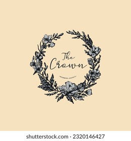 Hand drawn logo design, Floral logo design, Feminine branding, Botanical logotype, Twigs emblem, Collectin, Premade logo, Flower clipart