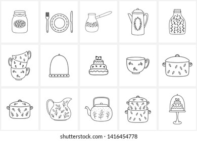 Hand drawn logo elements and icons. Hand drawn decorative vector elements with flower design .   This collection can be used for creating logos, business cards, postcards, wedding invitations