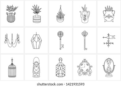 Hand drawn logo elements and icons. Hand drawn decorative vector elements with flower design .This collection can be used for creating logos, business cards, postcards, wedding invitations
