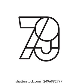 Hand drawn Logo icon The 79th Independence Day of Indonesia Isolated on White