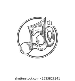 hand drawn logo number 30 with tone.vector illustration of classic logo of 30th celebration.