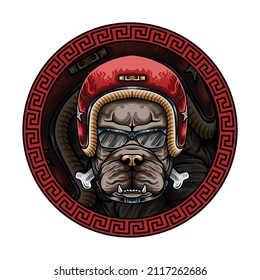 hand drawn logo pit bull helmet