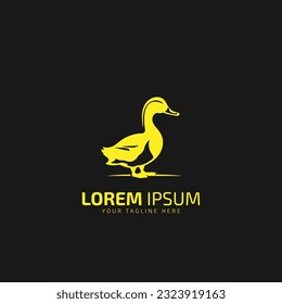 Hand drawn logo poultry duck silhouette and modern vintage typography retro style vector illustration. Duck bird logo for farm meat market packaging and restaurant menu decoration.