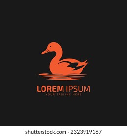 Hand drawn logo poultry duck silhouette and modern vintage typography retro style vector illustration. Duck bird logo for farm meat market packaging.