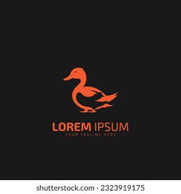 Hand drawn logo poultry duck silhouette and modern vintage typography retro style vector illustration.