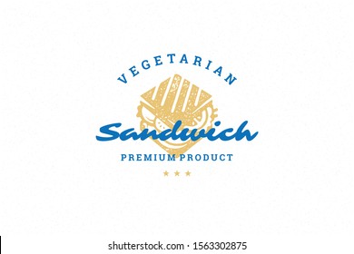 Hand drawn logo sandwich silhouette and modern vintage typography hand drawn style vector illustration. Fast food label for packaging and restaurant menu decoration.