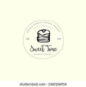 Hand drawn logo set and elements. Digital illustration, bakery doodles elements, holidays seamless background. school and alcohol drinks. Vector fast food sketchy illustration