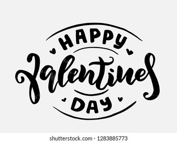 Hand drawn logo stamp calligraphy  "Happy Valentines Day". Lettering poster, background, postcard, banner, window. Vector Illustration eps 10