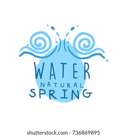 Hand drawn logo with swirling waves and water drops