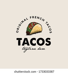 Hand drawn logo tacos premium Vector