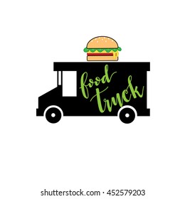 hand drawn logo template for Food truck, fast food.