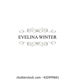 Hand drawn logo template. Ornate logotype. Vector illustration