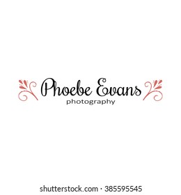 Hand drawn logo templates. Photography logo. Floral logotype. Rustic logo. Wedding logotype. Premade logo. Vector illustration. Logo elements. Brand identity. Simple logo.