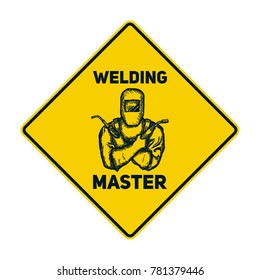 Hand Drawn Logo Welder with Crossed Hands. Vector illustration