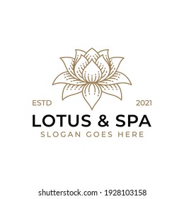 hand drawn logos of beauty lotus and spa flower symbol, can be used beauty product, nature massage symbol icon design