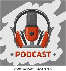 hand drawn logos podcast vector 