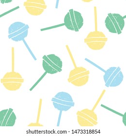 Hand drawn lollipop seamless pattern. Sweet candies vector illustration