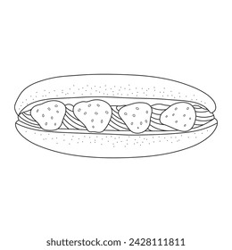 Hand drawn long doughnut icon Cartoon Vector illustration Isolated on White Background