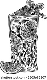 Hand drawn Long Island Iced Tea Cocktail Drink Sketch Illustration