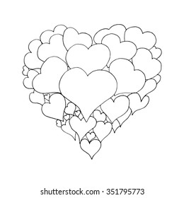 hand drawn lots of hearts of hearts you can use as the background of registration of holidays, gift cards, wedding invitations, Valentine's day