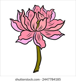 Hand drawn lotus flower isolate vector set.Hand drawn romantic beautiful line art of Lotus,Hand drawn lotus flower isolate vector set