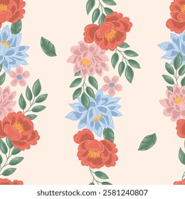 Hand Drawn Lotus Flower Seamless Pattern