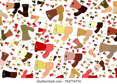 Hand drawn loud speaker illustrations background, good for graphic design, wallpapers or booklets. Cartoon style vector graphic.