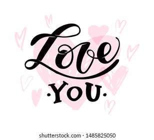 Hand drawn Love badge icon. Valentines Day poster card invitation banner. Romantic quote vector lettering typography. Calligraphy