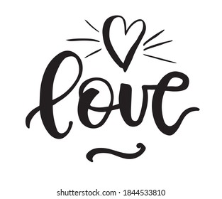 Hand drawn Love badge icon. Valentines Day poster card invitation banner. Romantic quote vector lettering typography. 