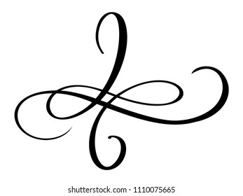 Hand drawn love border flourish separator Calligraphy designer elements. Vector vintage wedding illustration Isolated on white background