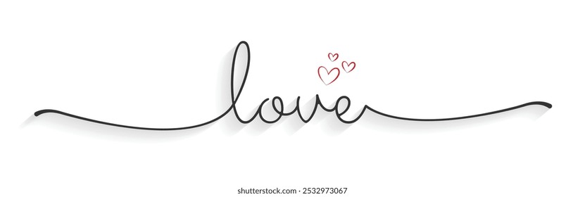 Hand Drawn Love Calligraphic Typography with Simple Inscription Wavy lettering text. I Love You Brush Stroke Cursive Text greeting Card Banner Template