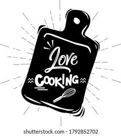 Hand drawn of Love cooking with elements . Vector illustration