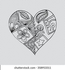  Hand drawn love doodle with floral.