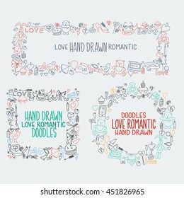 Hand drawn love doodle icons vector illustration.