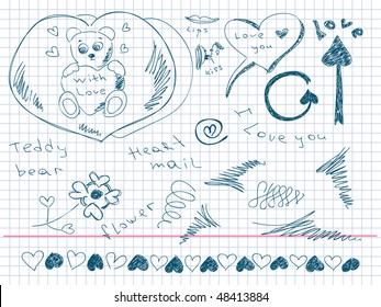 Hand drawn love doodles