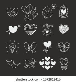 handgezeichnete Liebesdoodles-Set