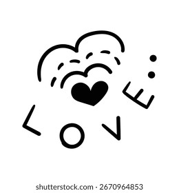 Hand drawn love element icon solid style vector illustration design