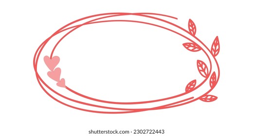 Hand Drawn Love Frame Decoration For Valentine's Day Design. Doodle style. Quote, commas, message, blank, template. Editable vector.