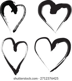 Dibujado a mano colección de garabatos de marcador de tinta de garabatos de corazón de amor. Elementos de diseño románticos, set de garabatos de símbolos de amor, Elementos románticos del día de San Valentín, escritura a mano Feliz día de San Valentín.eps