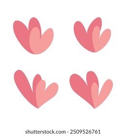 Hand drawn love heart set isolated vector illustration on white background.