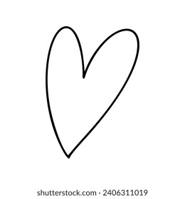 Handgezeichnete Liebe Herz Vektorgrafik Logo Linie Illustration. Schwarzer Umriss. Element Monoline für Valentinstag Banner, Poster, Grußkarte