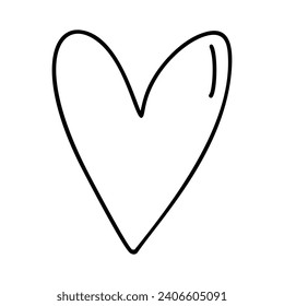 Hand drawn love heart vector logo line illustration. Black outline. Element Monoline for Valentine Day banner, poster, wedding greeting card