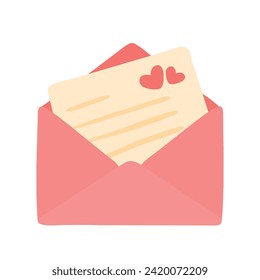 Hand drawn Love Letter in Aesthetic Color Opened Envelope for romance love mail, message with Heart Shape Lock Icon Vector Illustration Sticker Doodle for Element Decoration Isolated