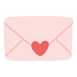 Hand Drawn Love Letter In Envelope For Romance Love Mail, Message With Heart Shape Lock Icon Vector Illustration Sticker Doodle For Element Decoration Isolated On White Background