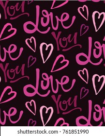 Hand drawn love lettering - pattern
